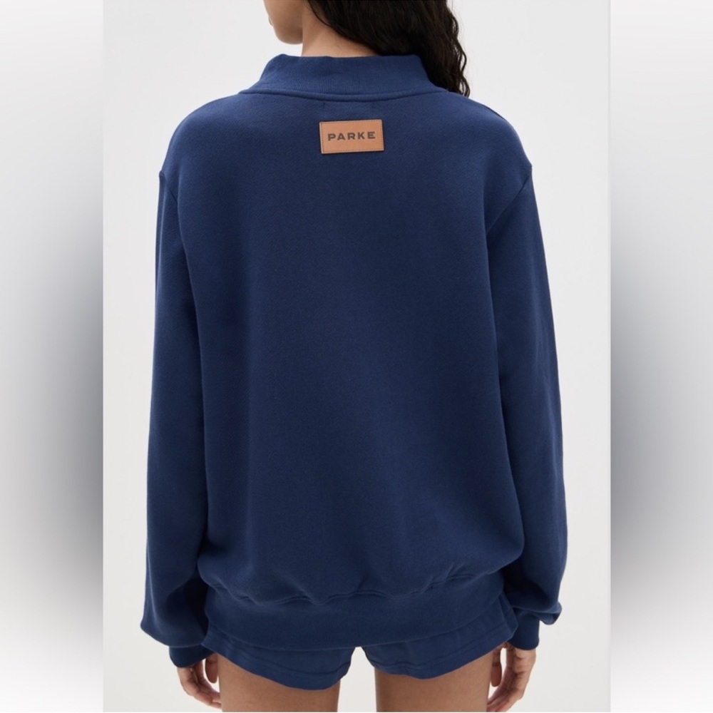 PARKE Heritage Classic Mock Neck Sweatshirt navy blue NWT size L/XL